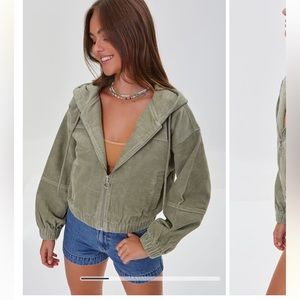 Hooded Zip-Up Corduroy Jacket